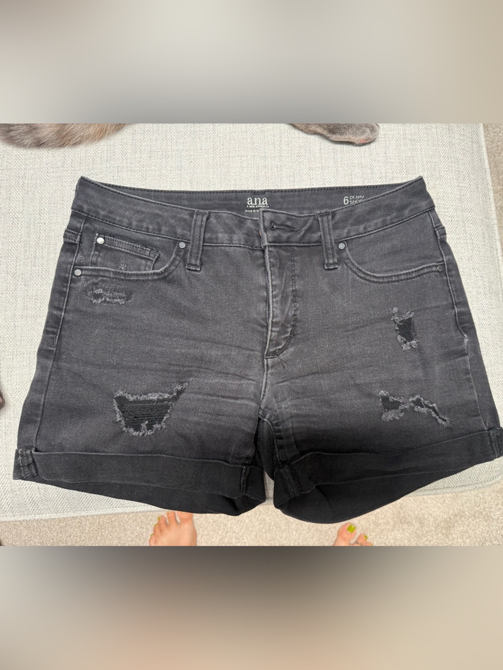 a.n.a Charcoal Black Stretch Denim Shorts